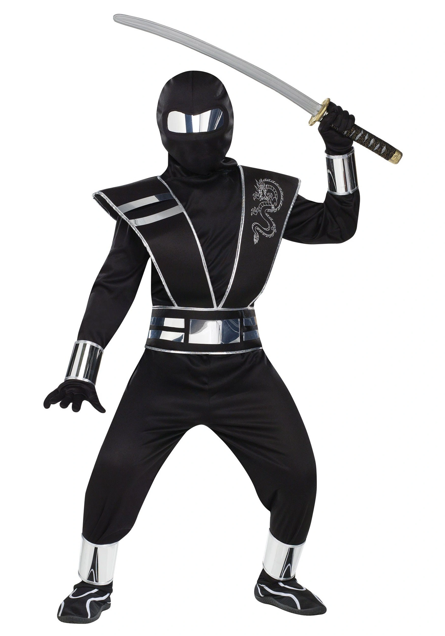 Fun World Child Silver Mirror Ninja Costume 3 Fun World Child Silver Mirror Ninja Costume