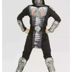 The Wholesale Group Light Up Iron Skull Kids Ninja Costume