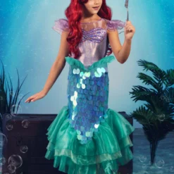 LF Products Pte. Ltd. Disney Little Mermaid Ariel Costume For Girls 12 LF Products Pte. Ltd. Disney Little Mermaid Ariel Costume For Girls -Elope Store girls little mermaid ariel costume alt 1