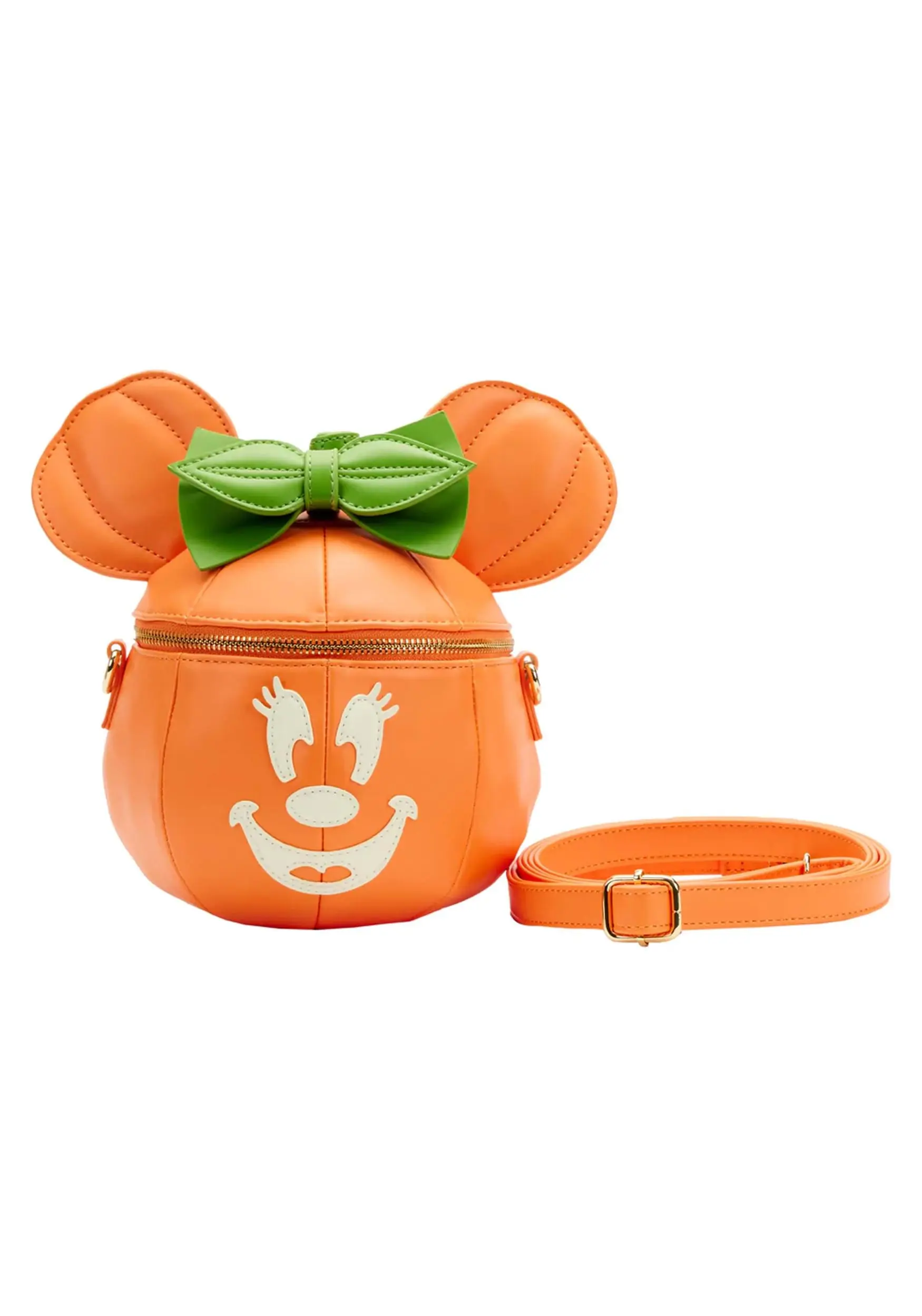Disney Glow Face Loungefly Pumpkin Minnie Figural Crossbody Bag 3 Disney Glow Face Loungefly Pumpkin Minnie Figural Crossbody Bag