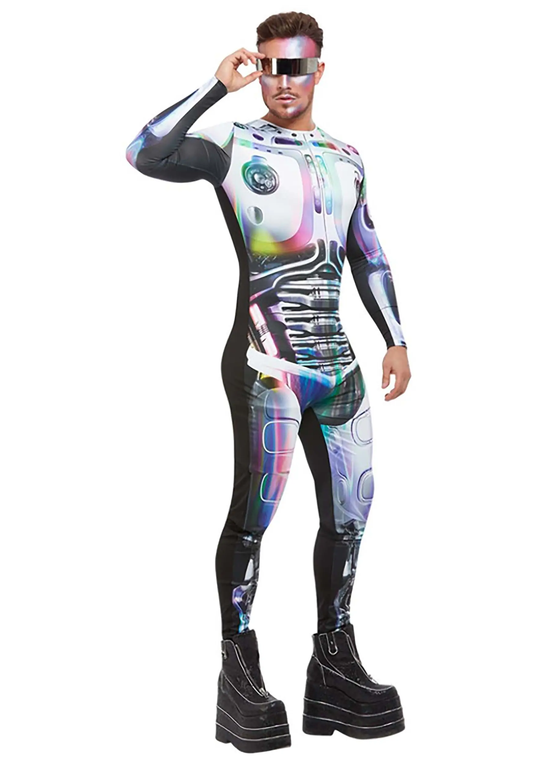 Smiffys Metallic Cyber Alien Costume For Men 4 Smiffys Metallic Cyber Alien Costume For Men - Image 2