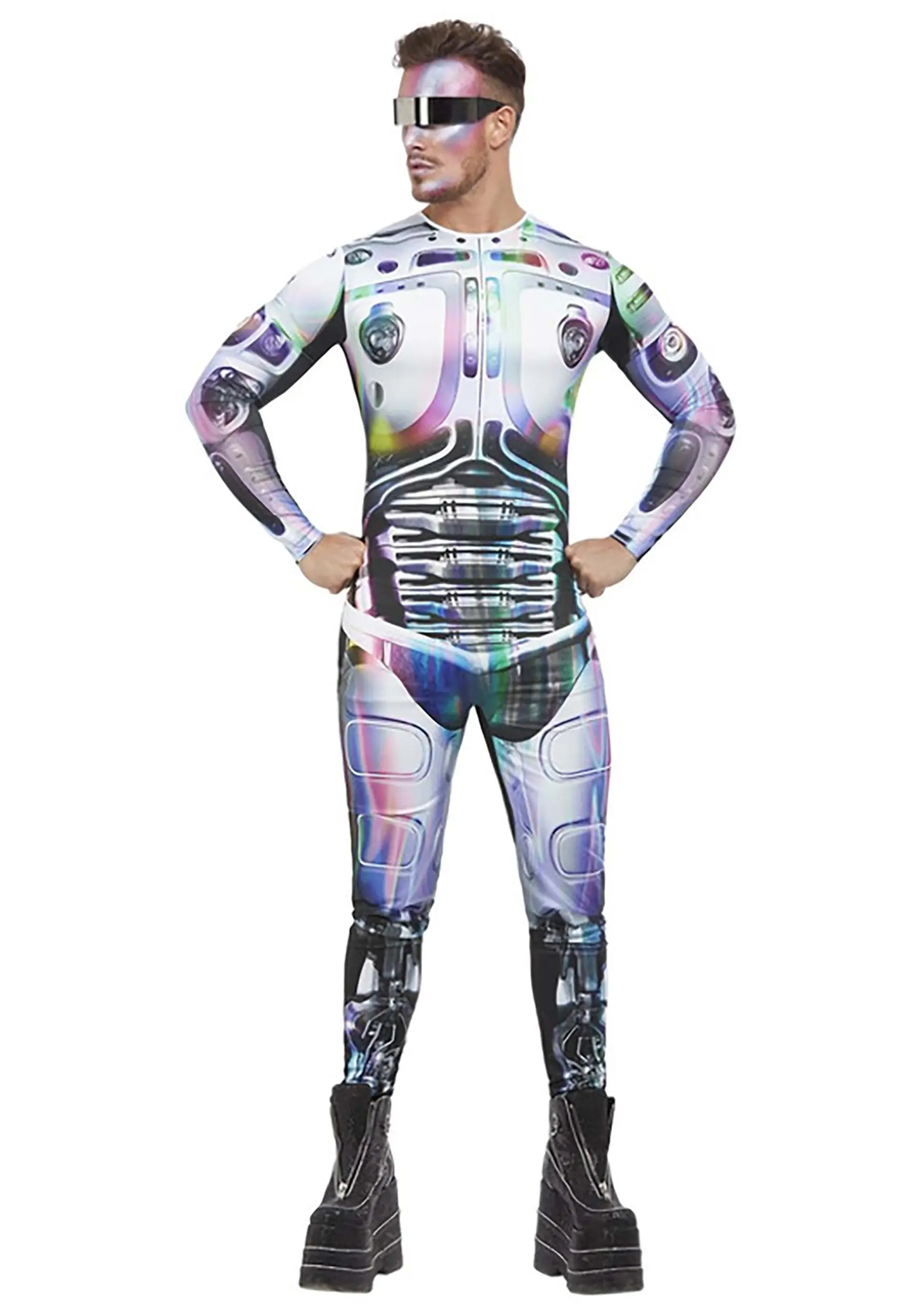 Smiffys Metallic Cyber Alien Costume For Men 3 Smiffys Metallic Cyber Alien Costume For Men