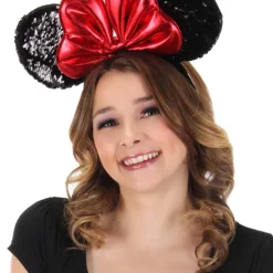 Elope Disney Minnie Sequin Ears Red Headband -Elope Store minnie sequin ears headband alt 1