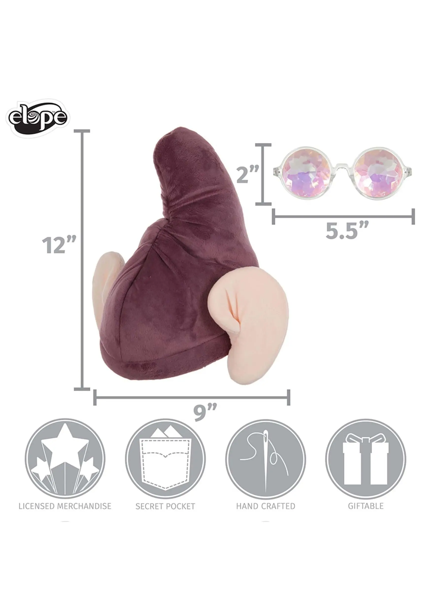 Elope Disney Snow White Dopey Hat & Glasses Costume Kit 9 Elope Disney Snow White Dopey Hat & Glasses Costume Kit - Image 8