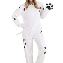 Fun Costumes Perdita Costume For Women From Disney's 101 Dalmatians -Elope Store womens 101 dalmatians perdita costume onesie alt 11