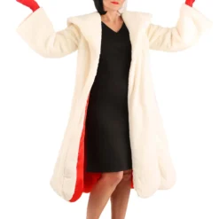 Fun Costumes Cruella De Vil Coat Costume For Women From Disney's 101 Dalmatians -Elope Store womens deluxe cruella de vil costume alt 4