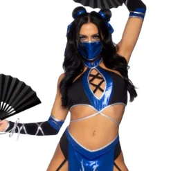 LEG AVENUE Sexy Blue Mortal Ninja Costume For Women -Elope Store womens sexy blue mortal ninja costume alt 2